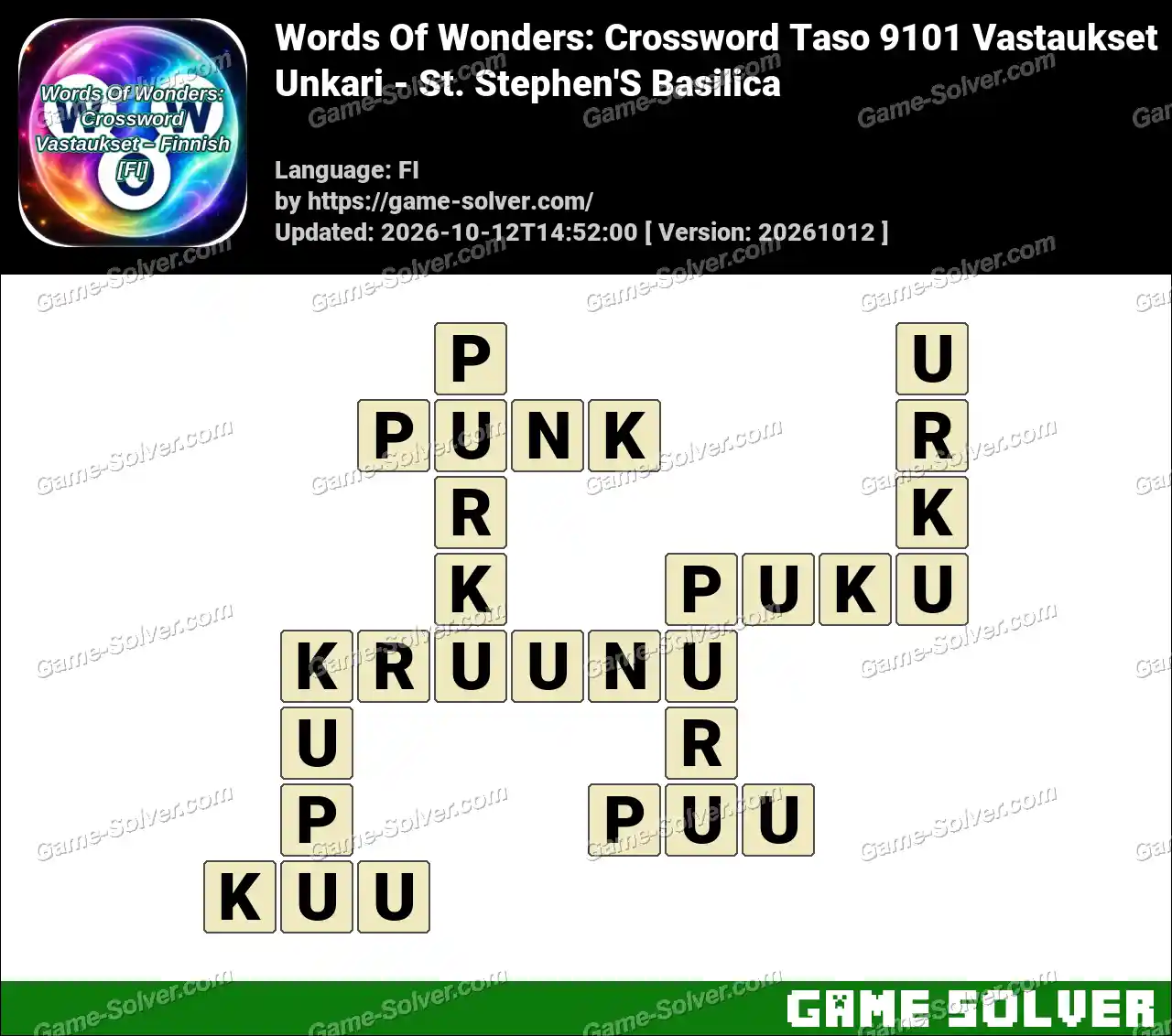 Words Of Wonders: Crossword Taso 9101 Vastaukset – Unkari – St. Stephen’S Basilica